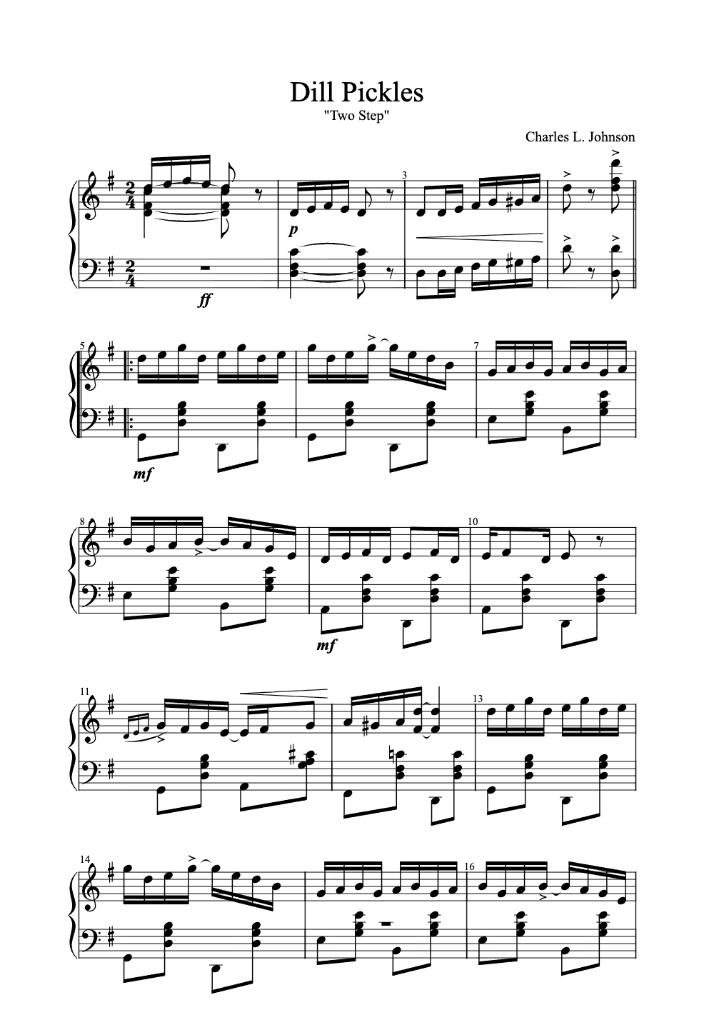 Sheet music preview for Dill Pickles