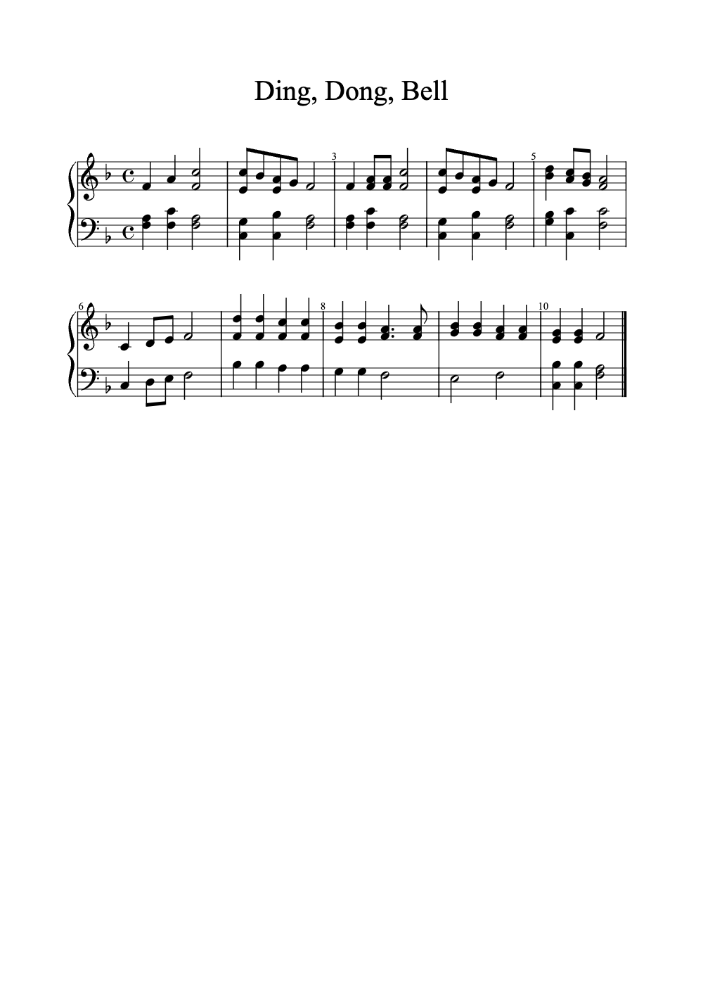 Sheet music preview for Ding, Dong, Bell