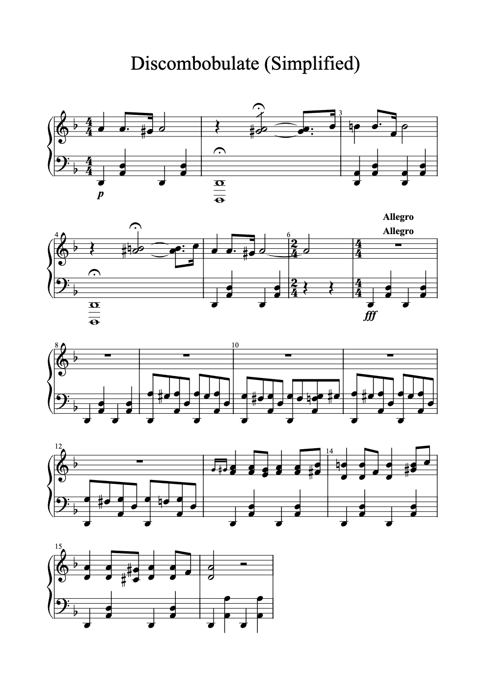 Sheet music preview for Discombobulate