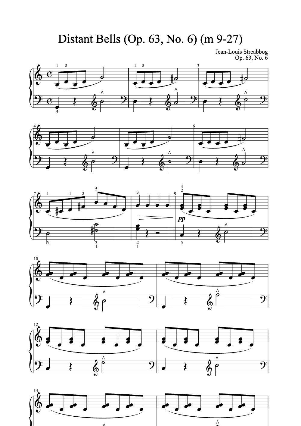 Sheet music preview for Distant Bells