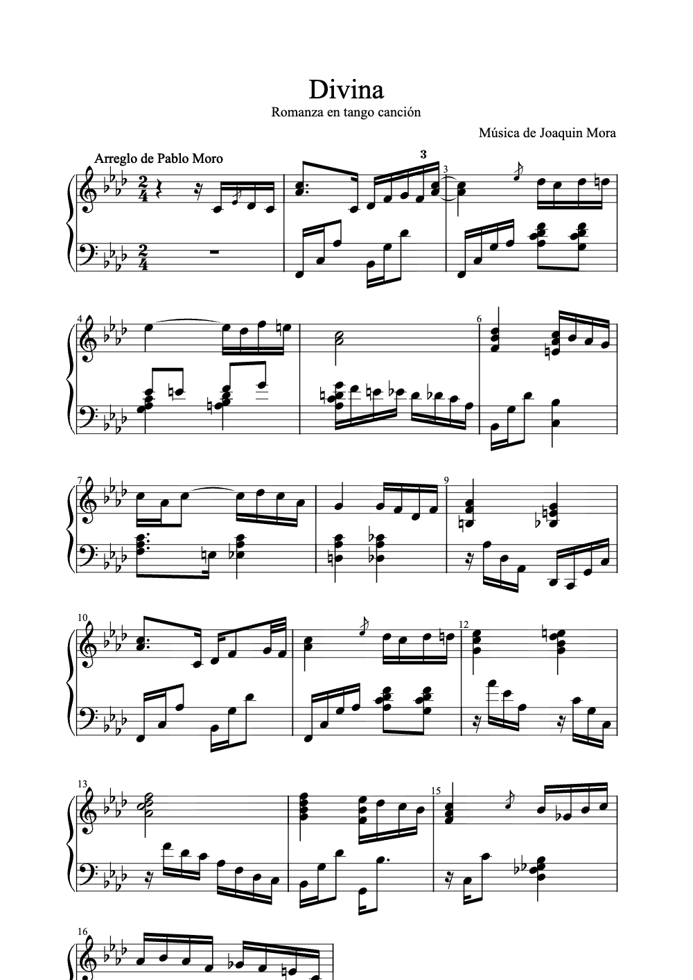 Sheet music preview for Divina