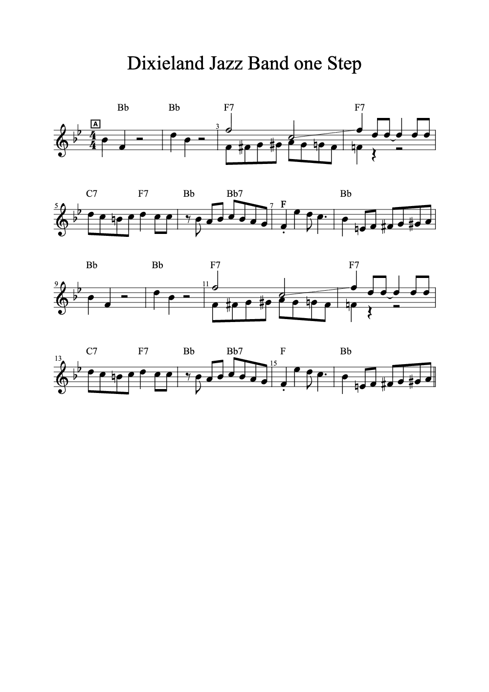 Sheet music preview for Dixieland Jazz Band One Step