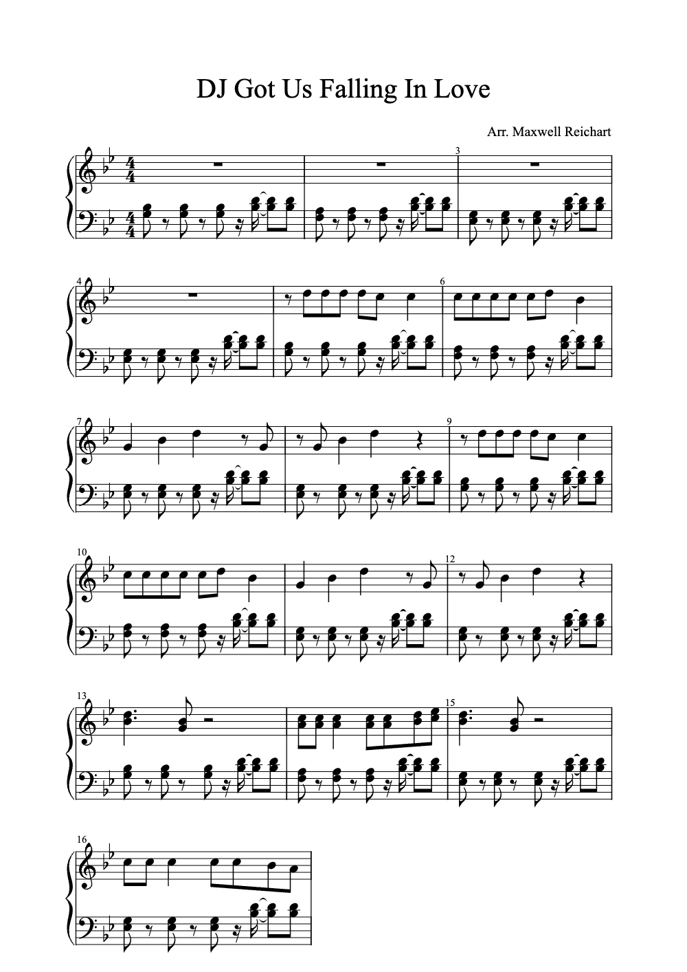 Sheet music preview for DJ Got Us Falling in Love