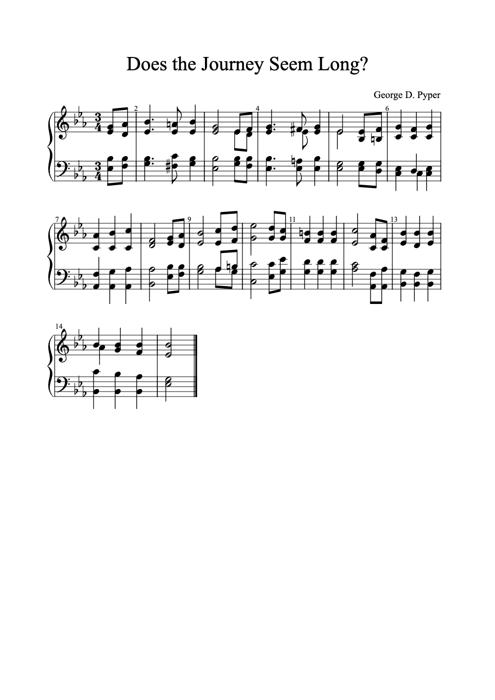 Sheet music preview for Does the Journey Seem Long?