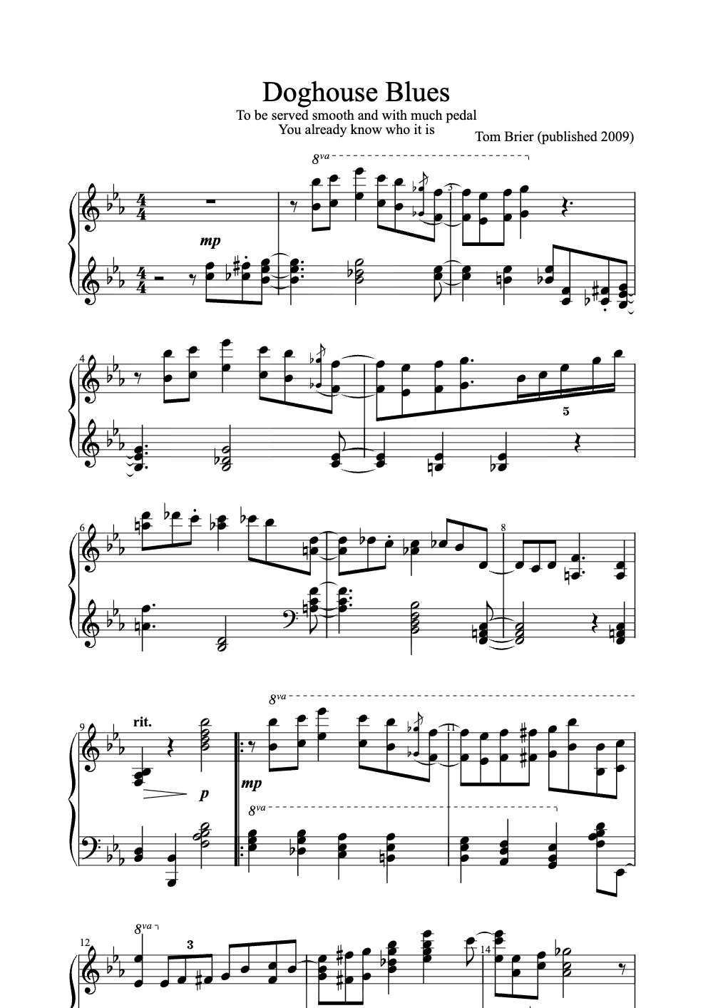 Sheet music preview for Doghouse Blues