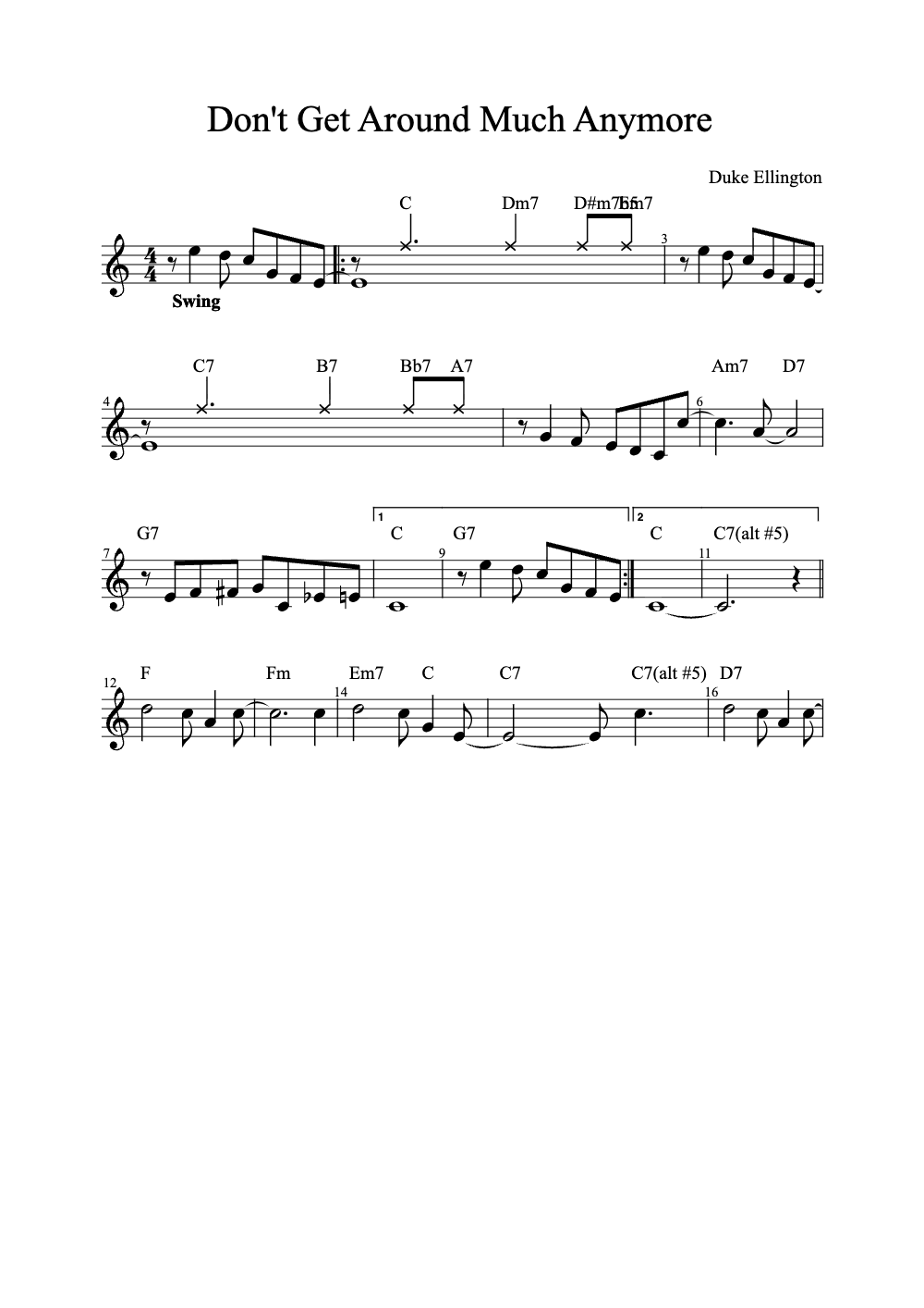 Sheet music preview for Don't Get Around Much Anymore