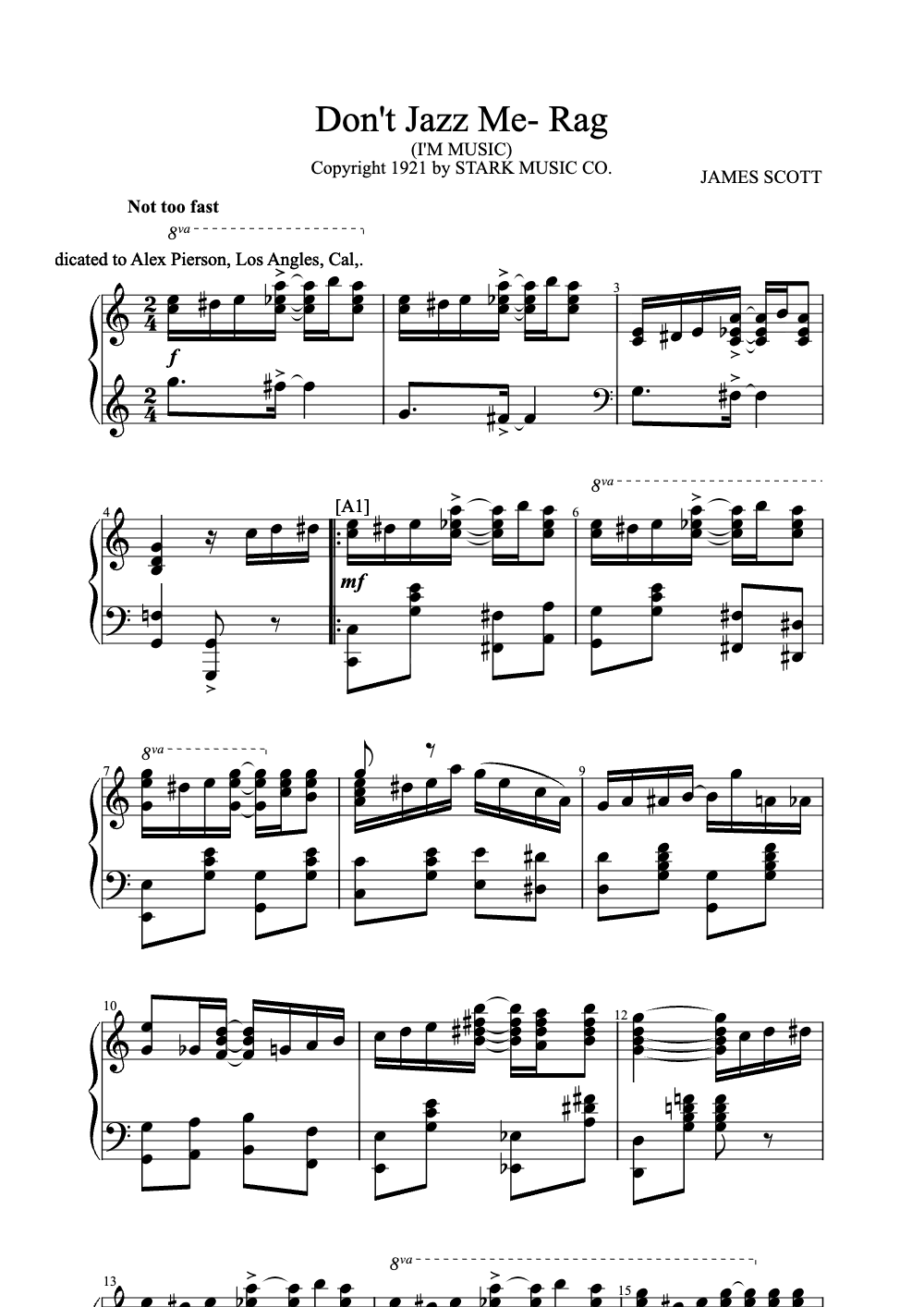 Sheet music preview for Don't Jazz Me
