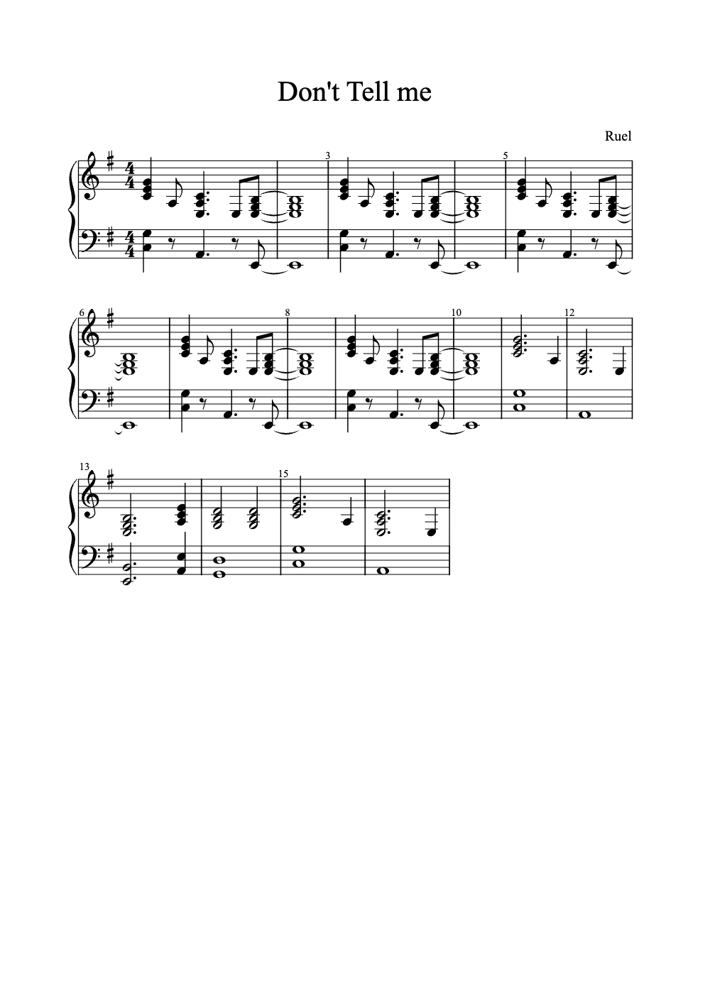 Sheet music preview for Don't Tell Me