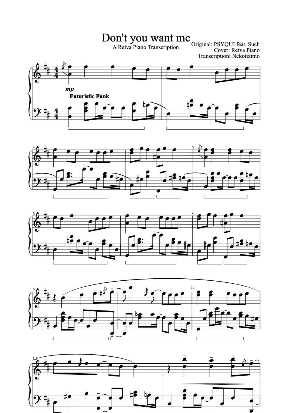 Sheet music preview for Don't You Want Me