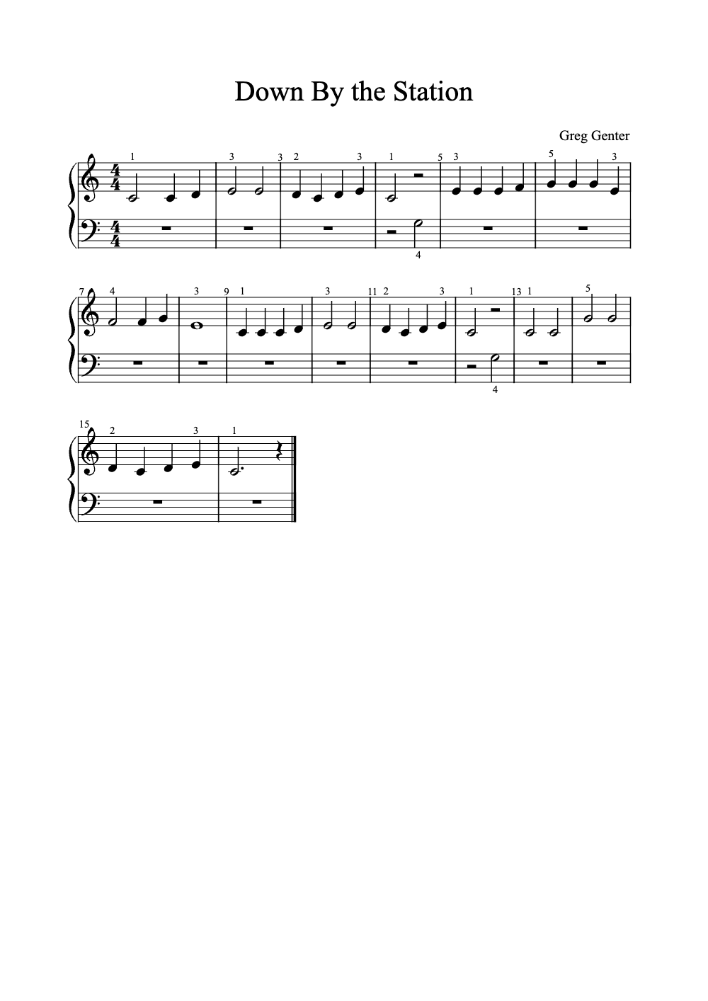Sheet music preview for Down by the Station