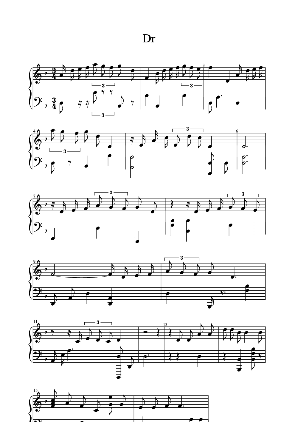 Sheet music preview for Dr