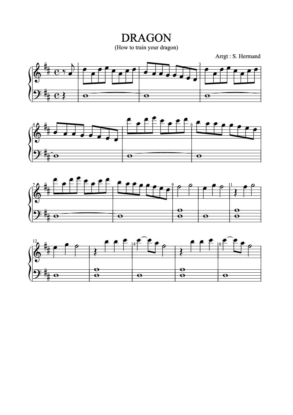 Sheet music preview for Dragon