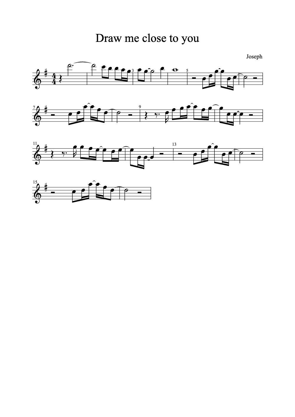 Sheet music preview for Draw Me Close to You