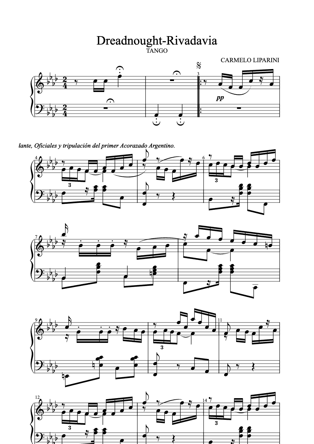 Sheet music preview for Dreadnought-Rivadavia