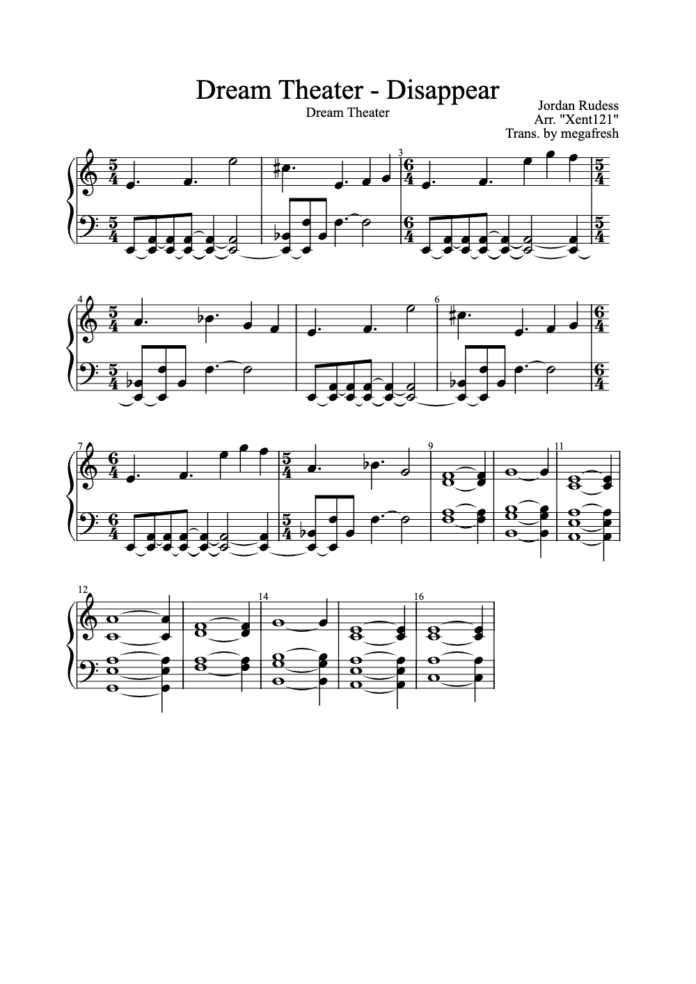 Sheet music preview for Disappear