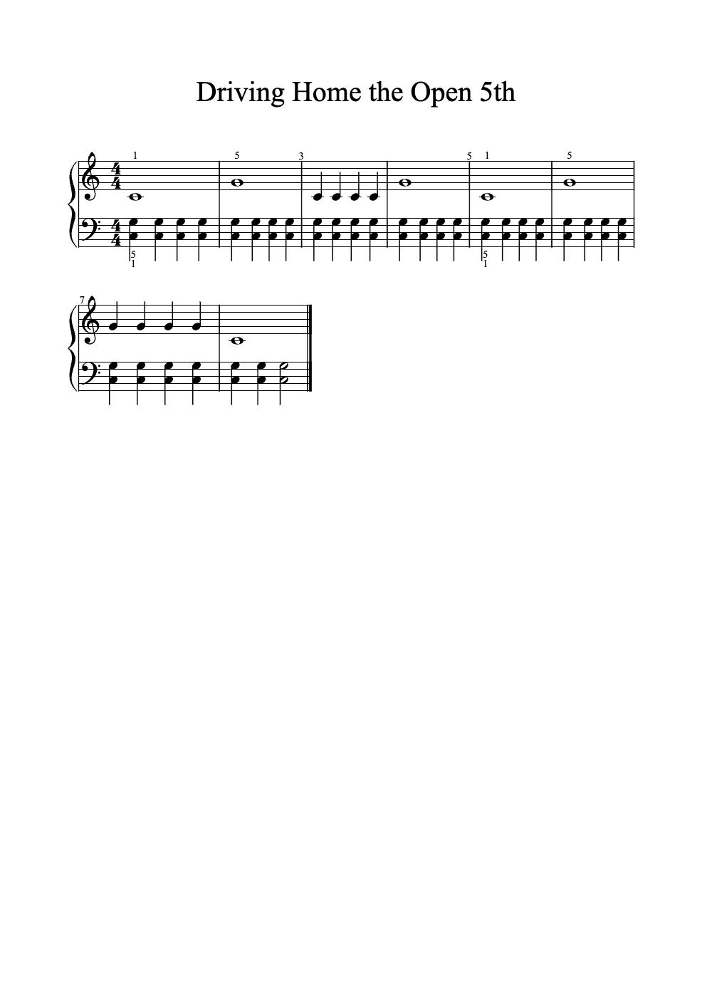 Sheet music preview for Driving Home the Open 5th