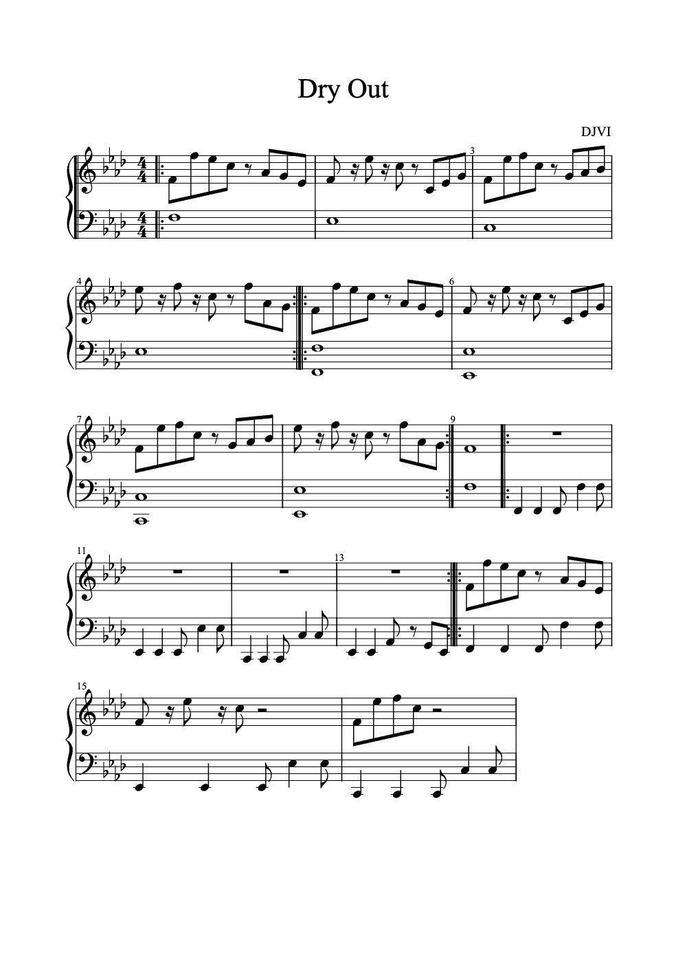 Sheet music preview for Dry Out
