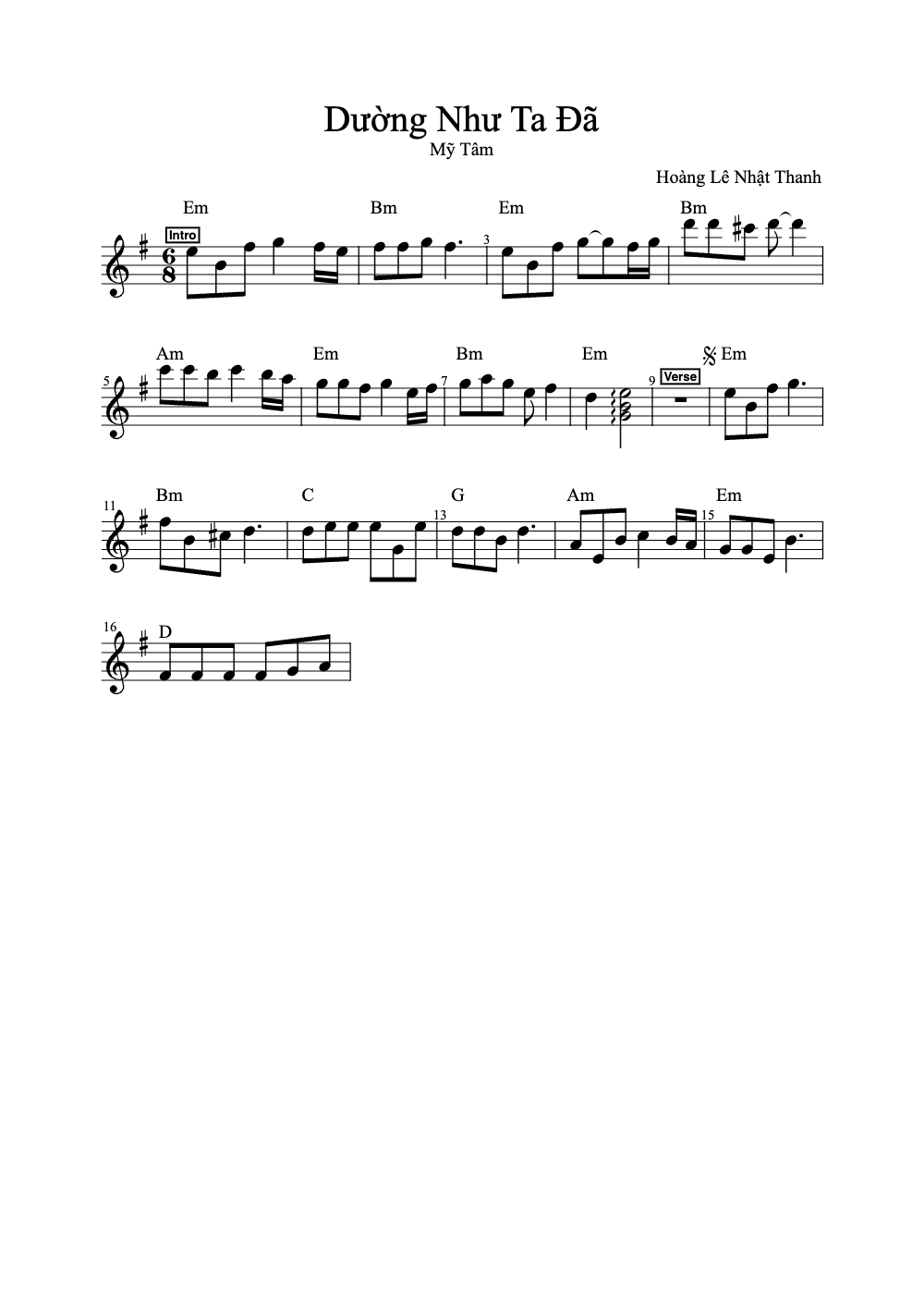 Sheet music preview for Dường Như Ta Đã