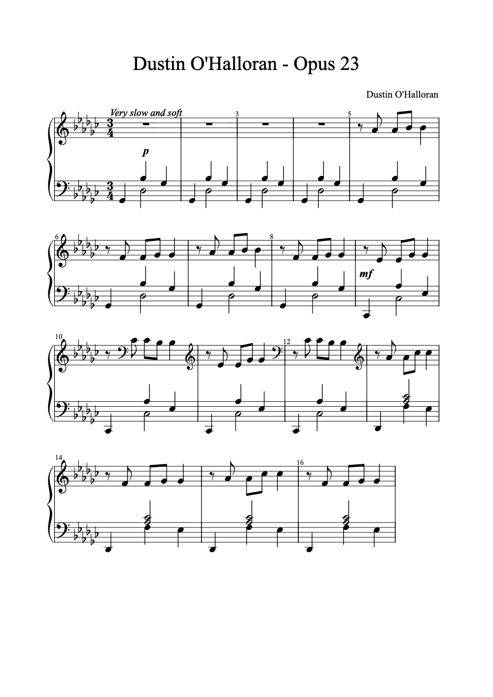 Sheet music preview for Opus 23