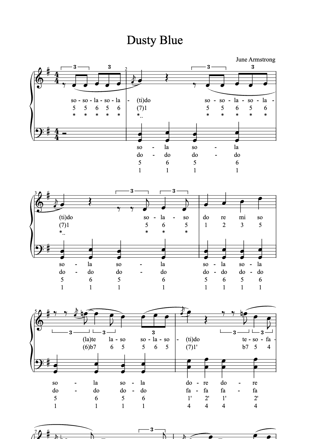 Sheet music preview for Dusty Blue