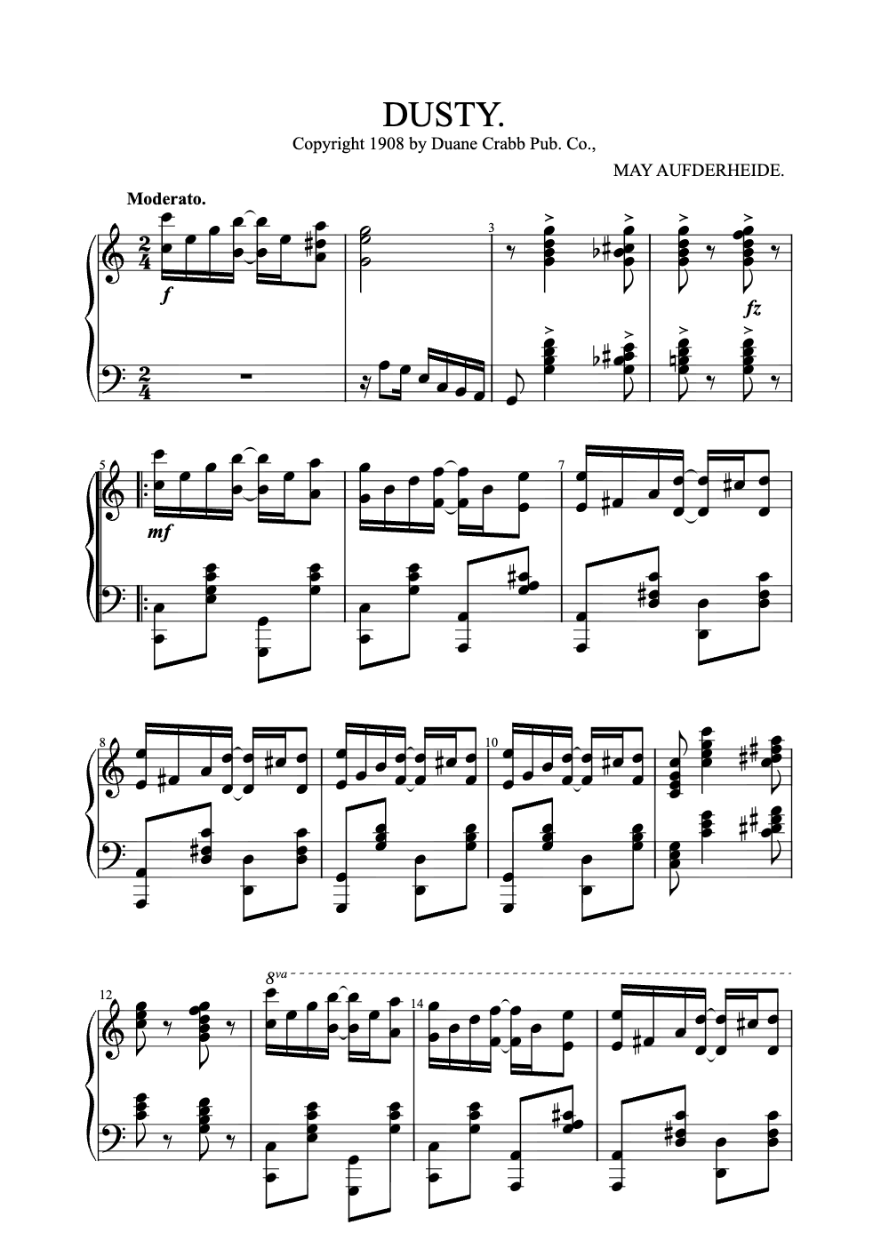 Sheet music preview for Dusty
