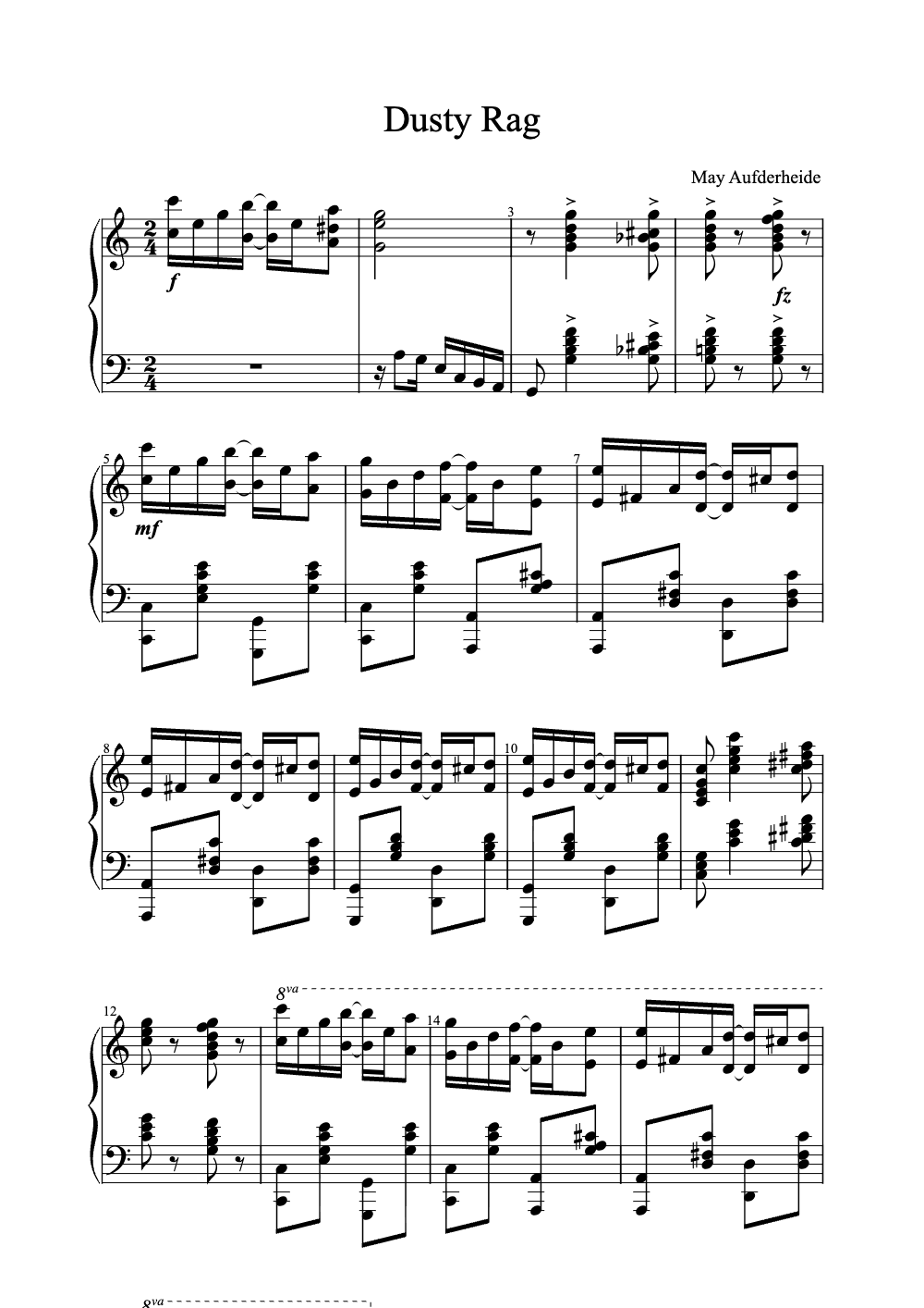 Sheet music preview for Dusty Rag