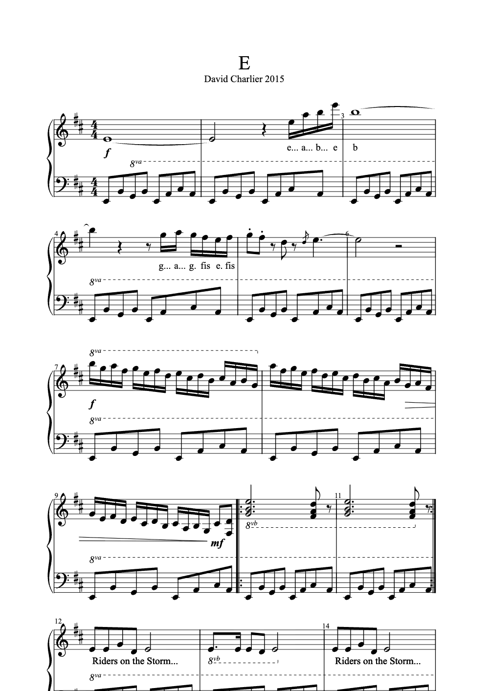 Sheet music preview for E