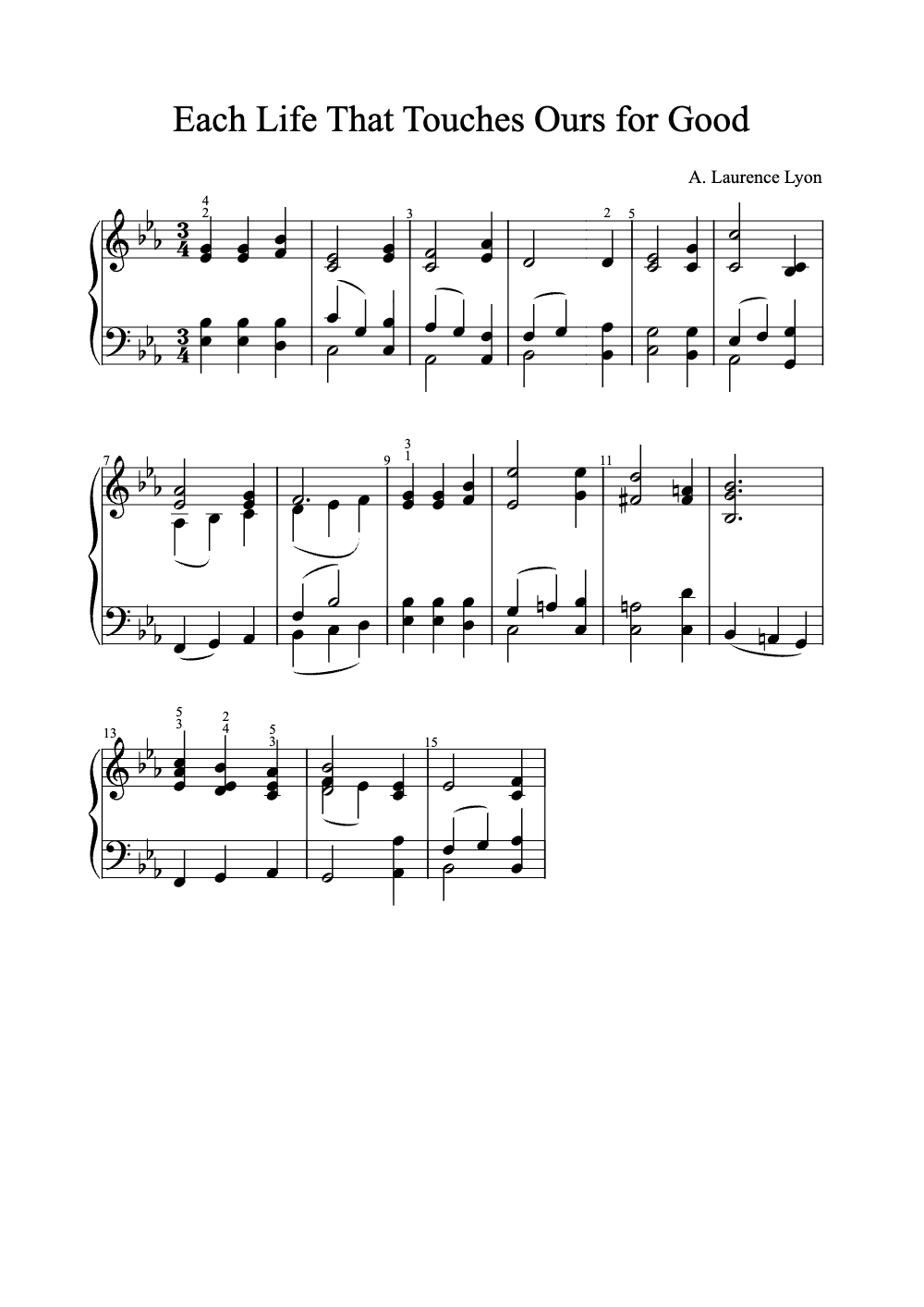 Sheet music preview for Each Life That Touches Ours for Good