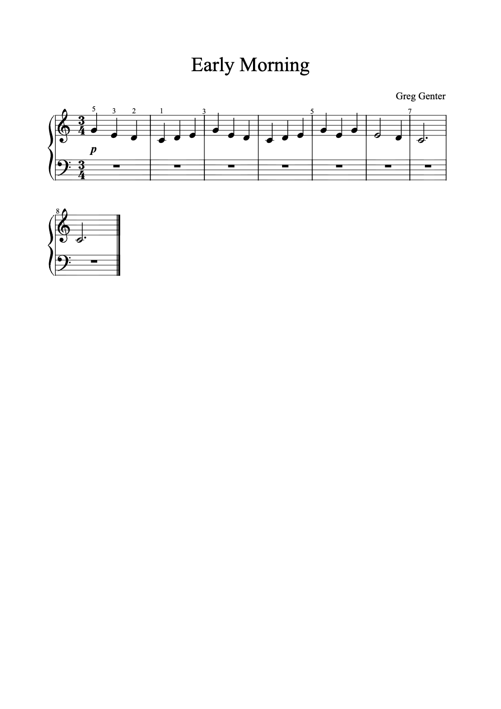 Sheet music preview for Early Morning