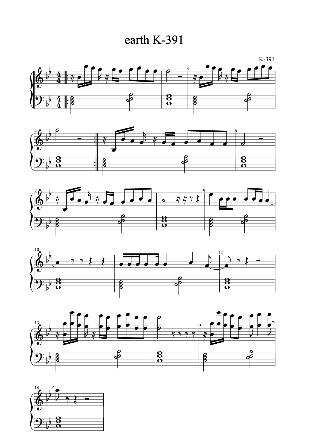 Sheet music preview for Earth