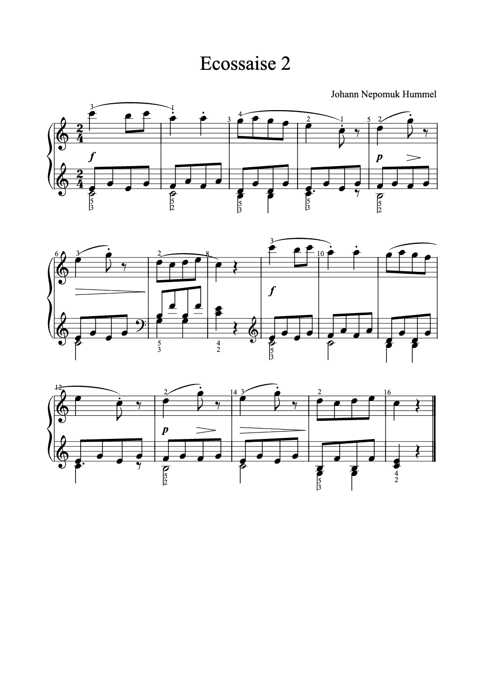 Sheet music preview for Ecossaise No. 2