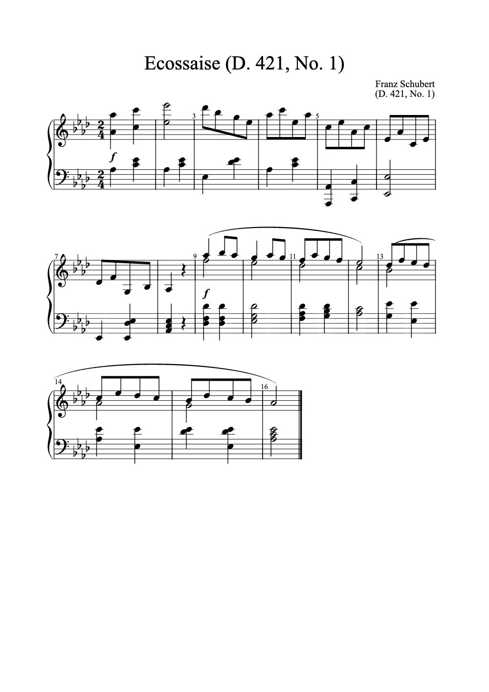 Sheet music preview for Ecossaise