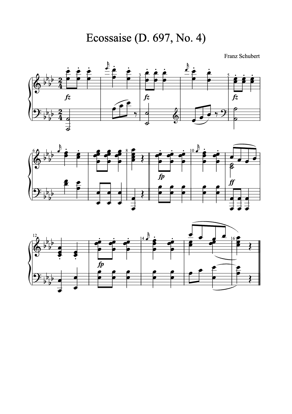 Sheet music preview for Ecossaise
