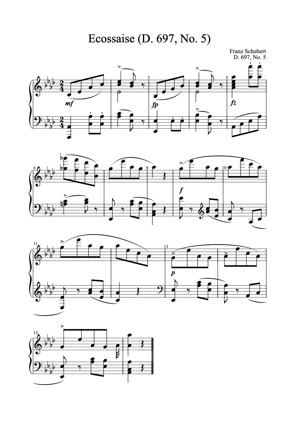Sheet music preview for Ecossaise (D. 697, No. 5)