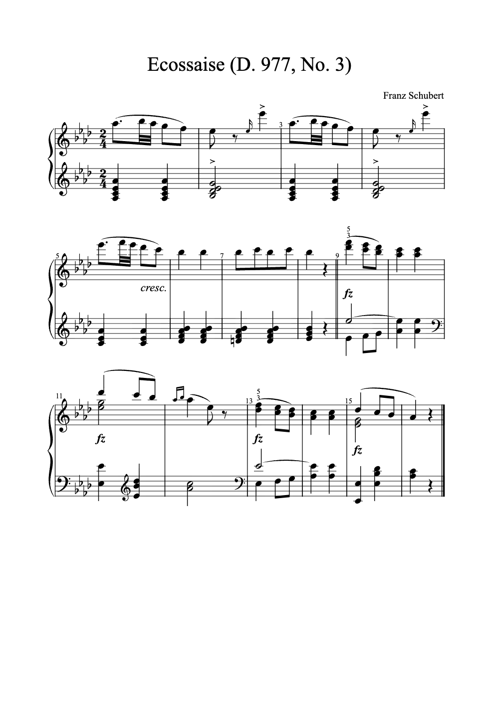 Sheet music preview for Ecossaise