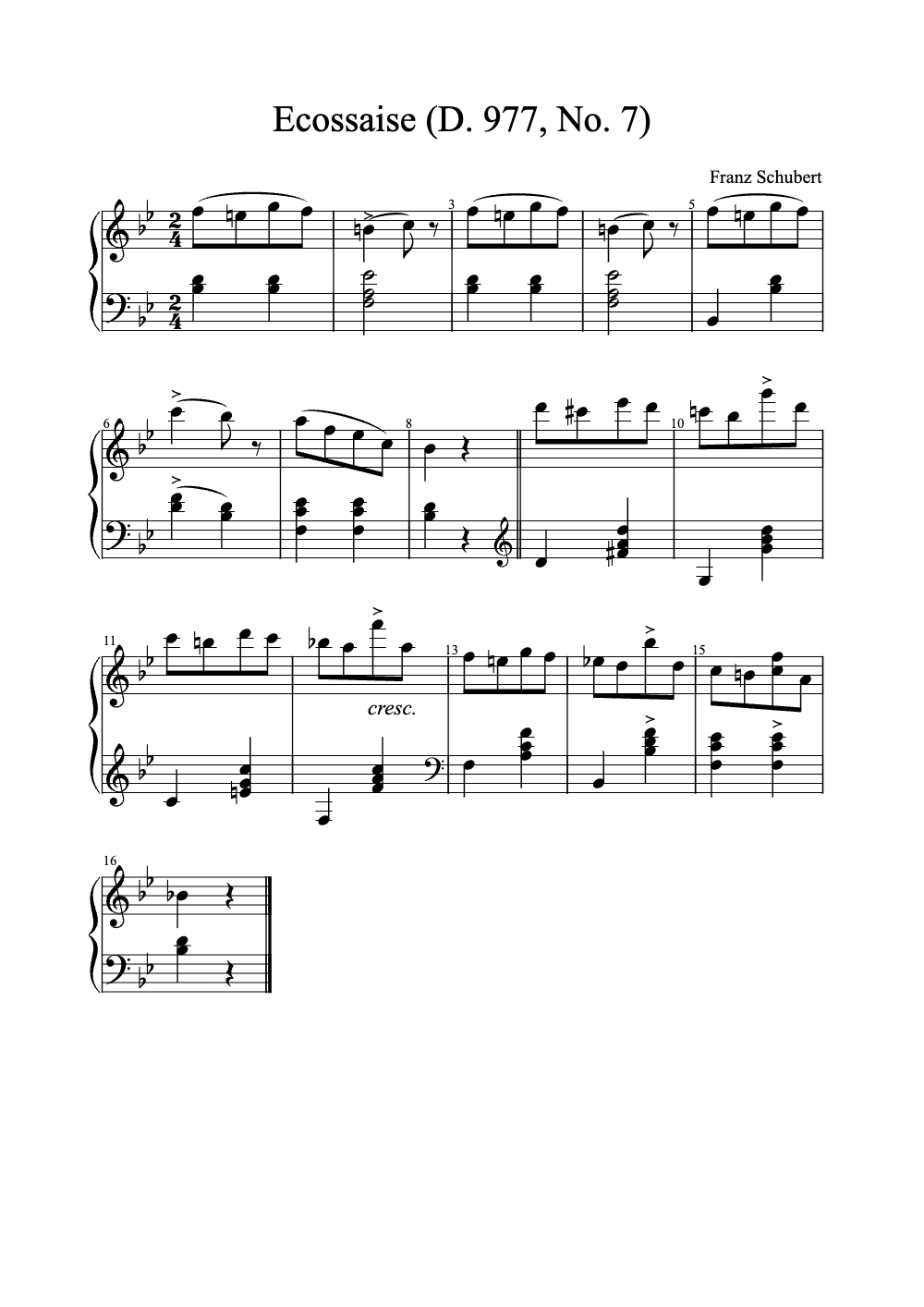 Sheet music preview for Ecossaise (D. 977, No. 7)