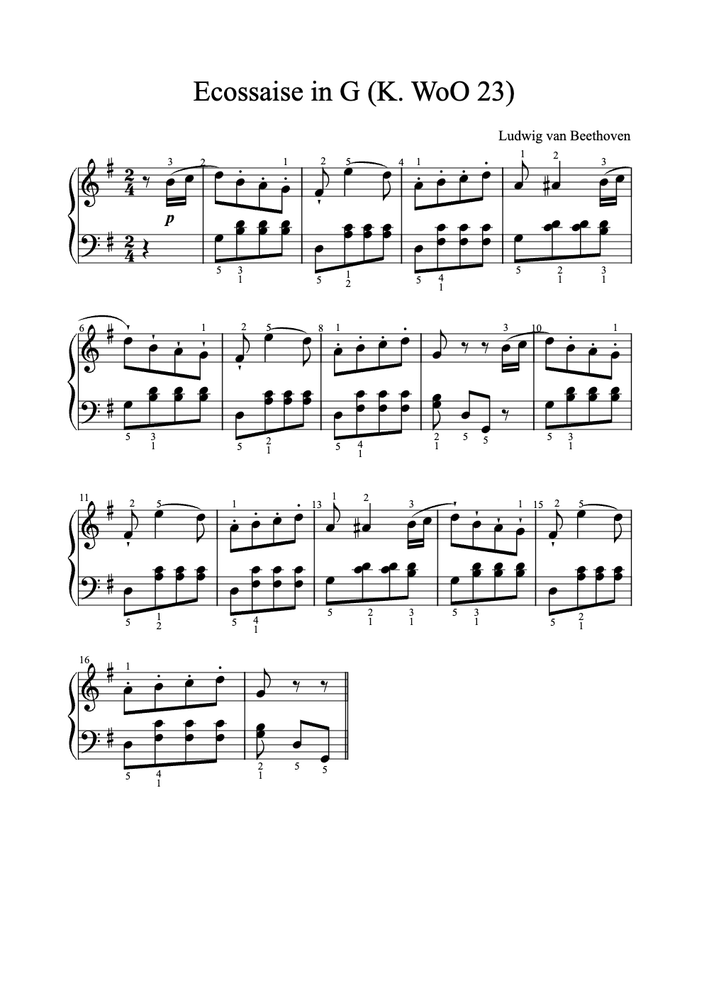 Sheet music preview for Ecossaise in G