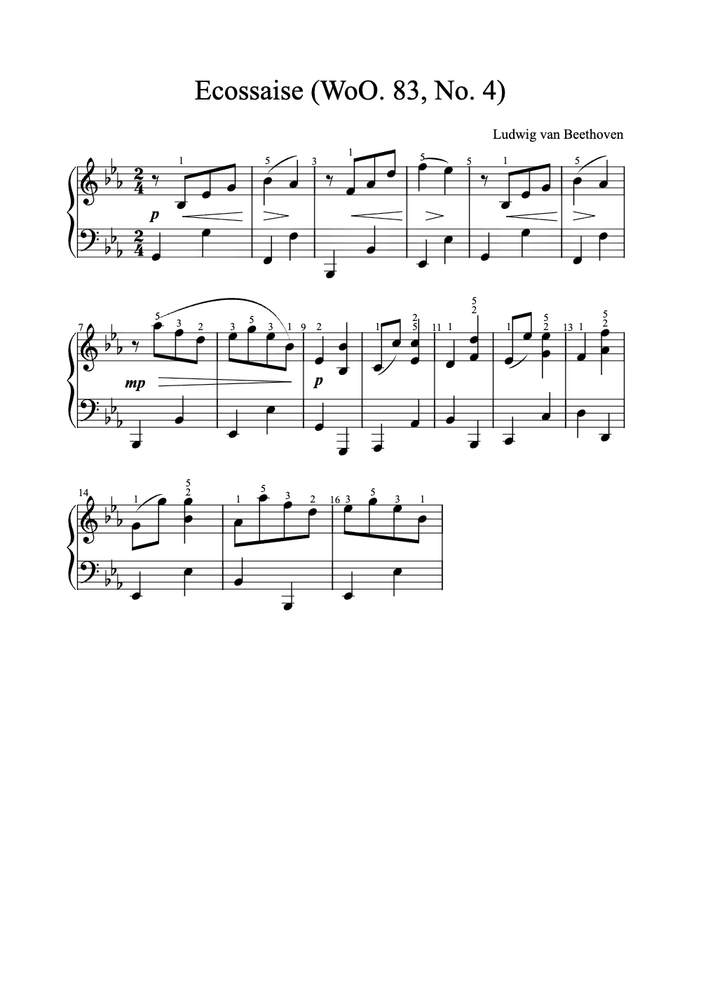 Sheet music preview for Ecossaise