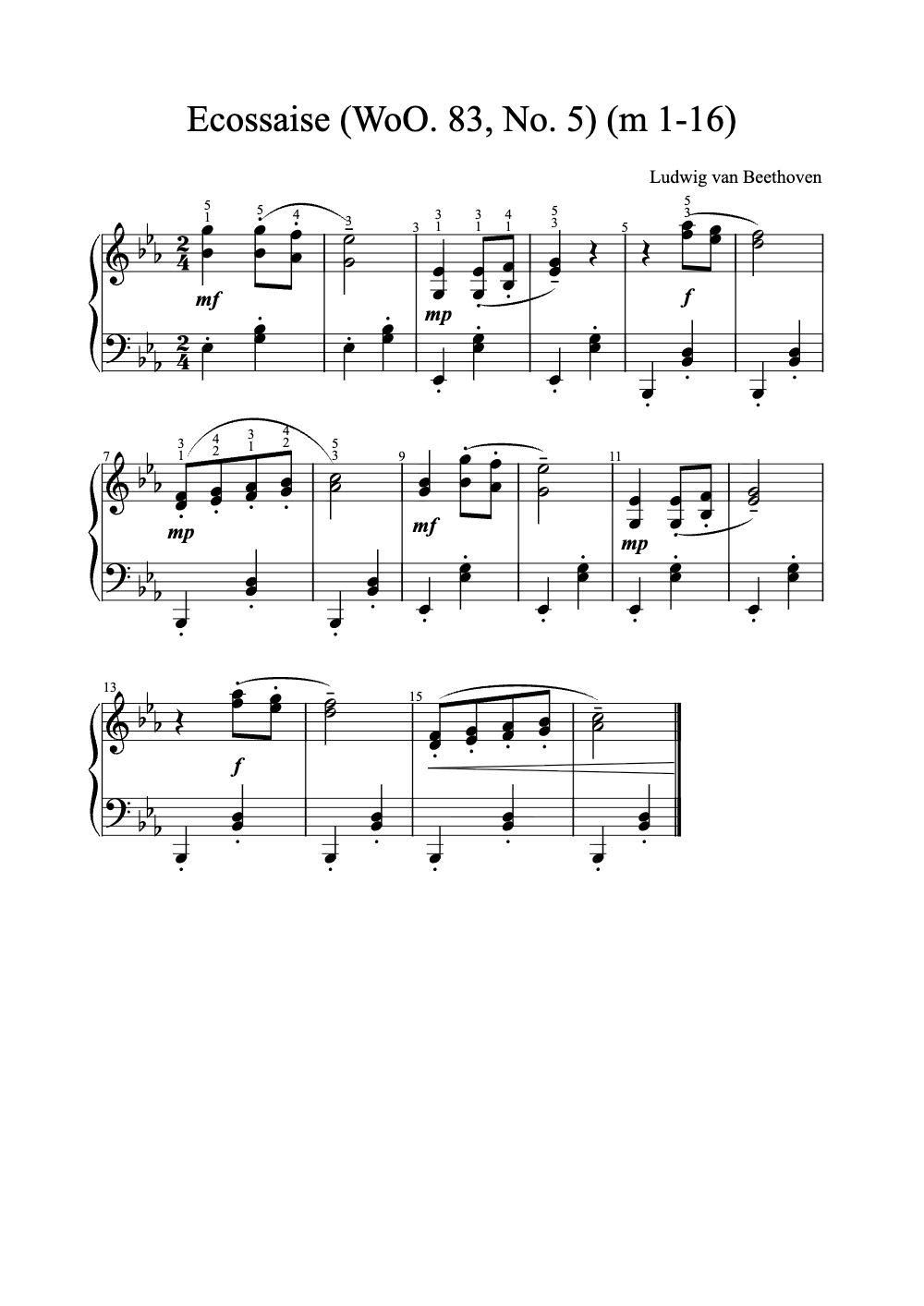 Sheet music preview for Ecossaise