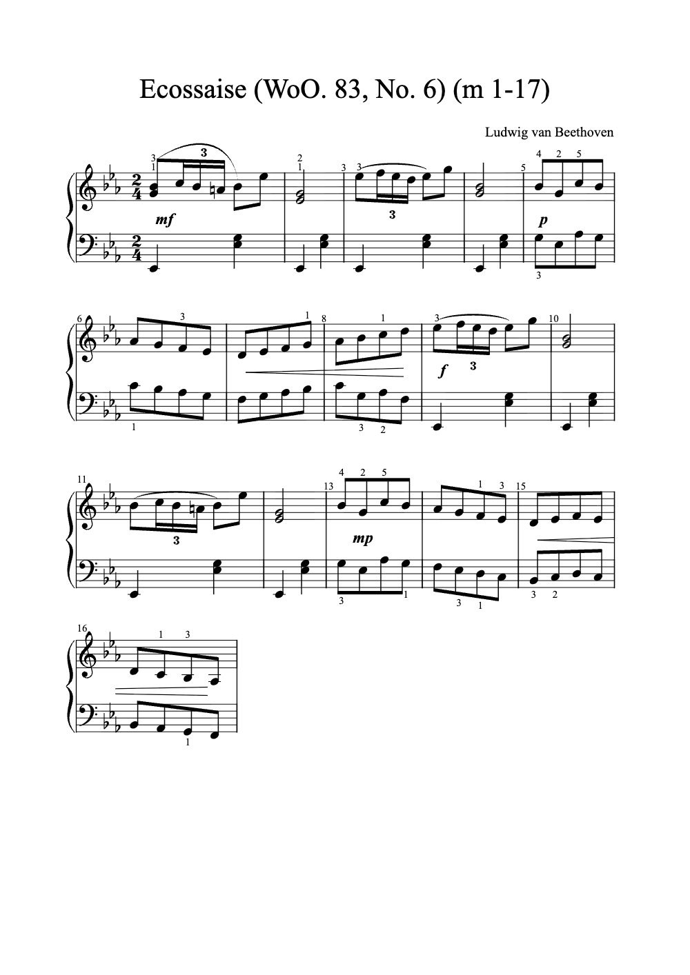 Sheet music preview for Ecossaise