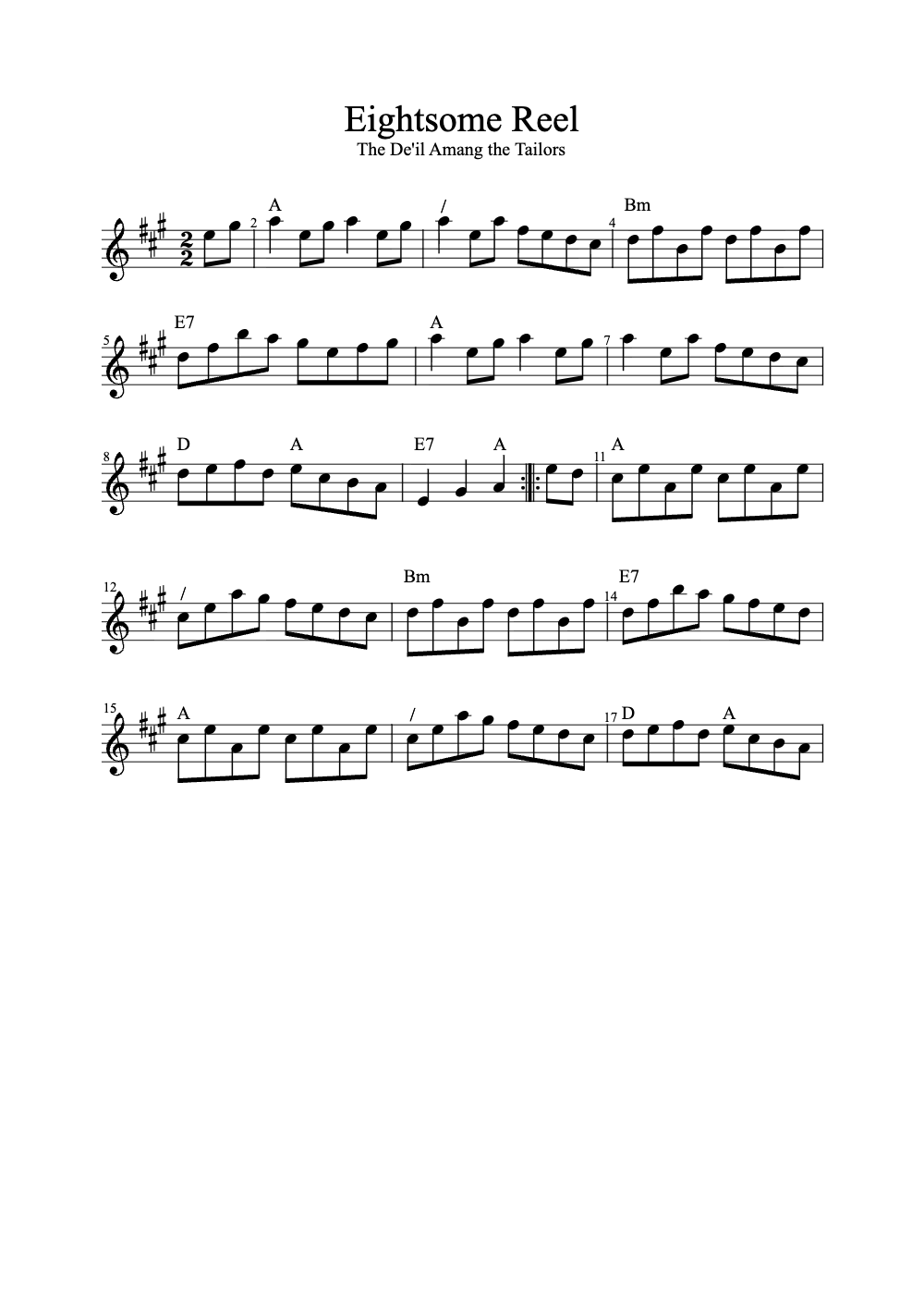 Sheet music preview for Eightsome Reel