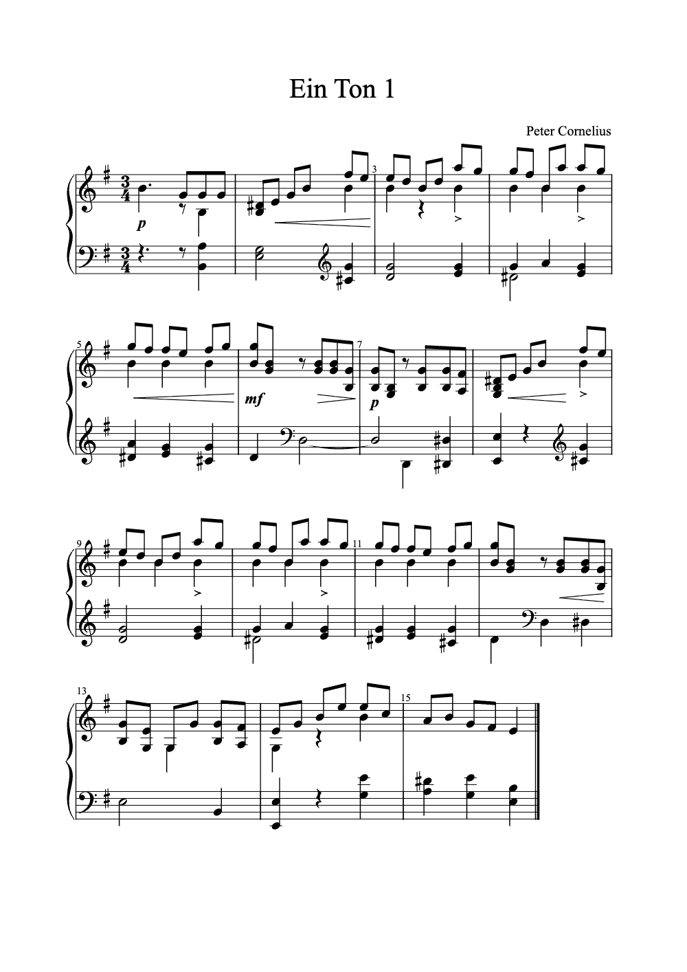 Sheet music preview for Ein Ton 1