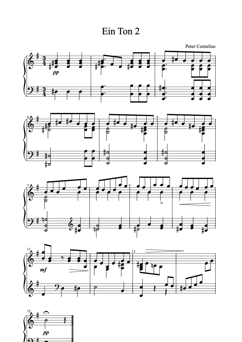 Sheet music preview for Ein Ton 2