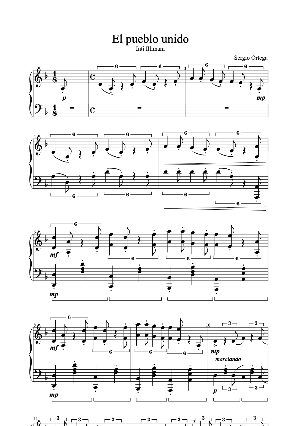 Sheet music preview for El Pueblo Unido