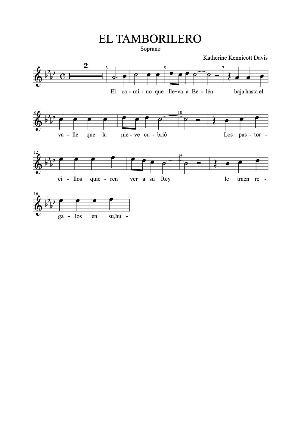 Sheet music preview for EL TAMBORILERO