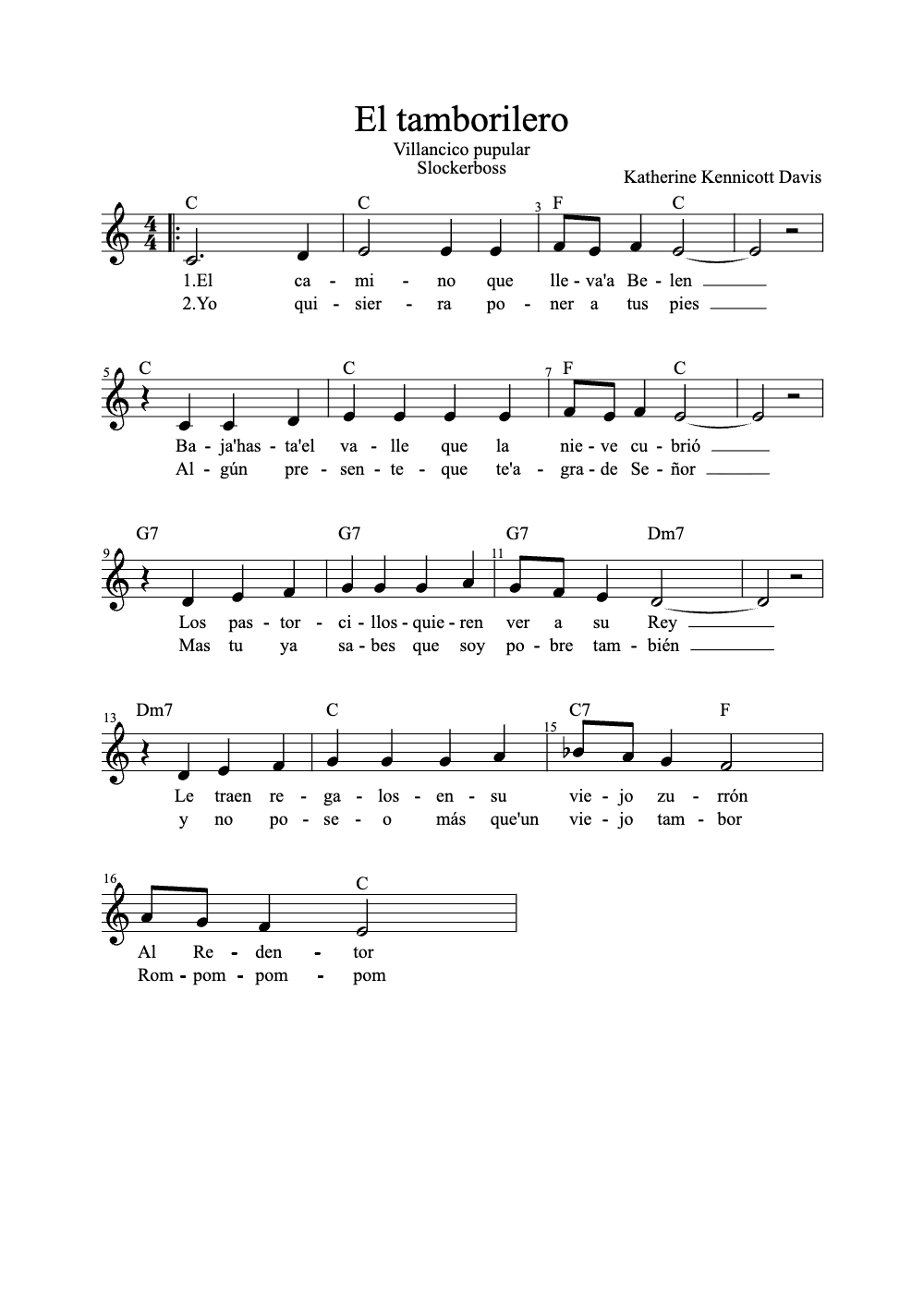 Sheet music preview for El Tamborilero