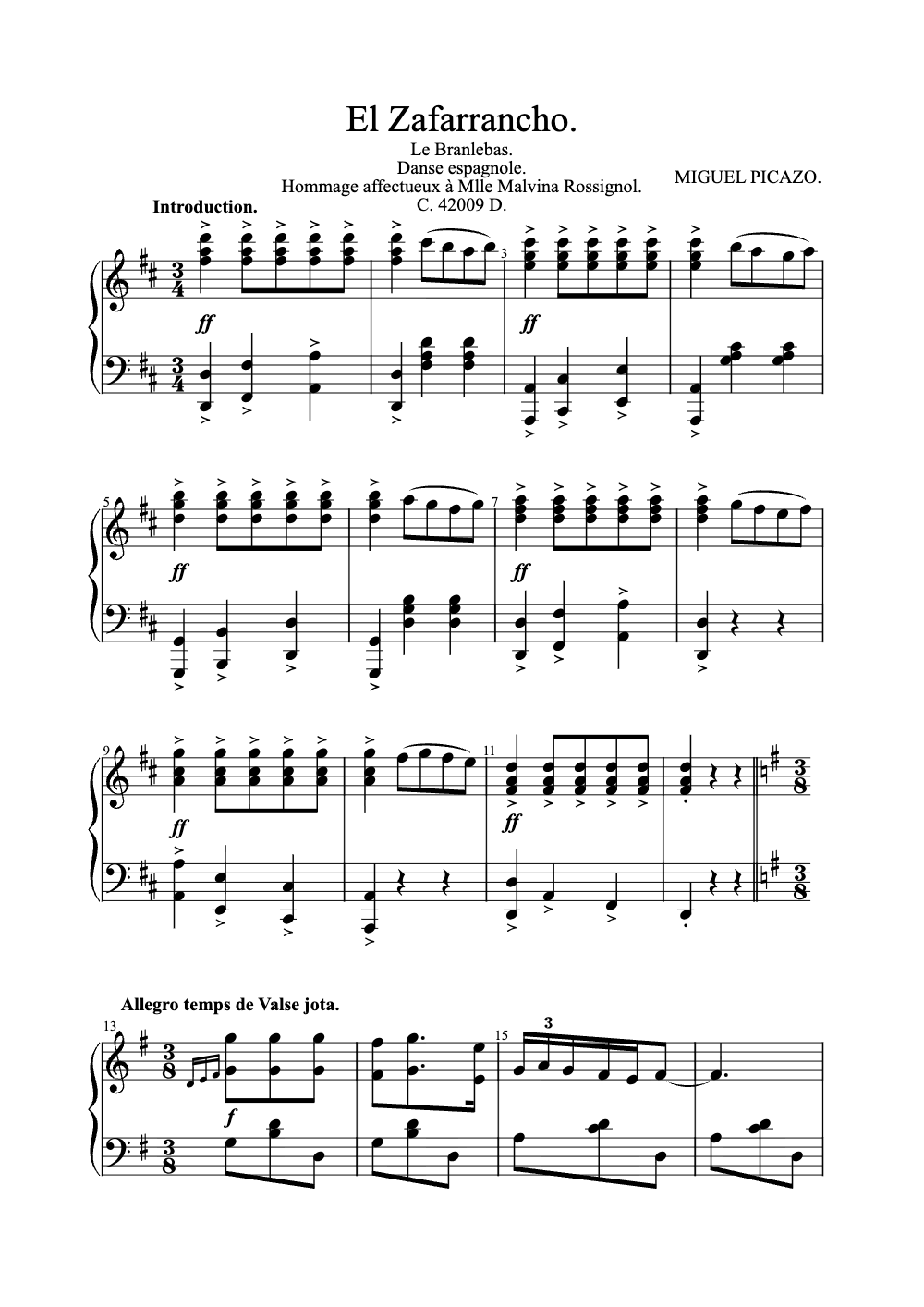Sheet music preview for El Zafarrancho