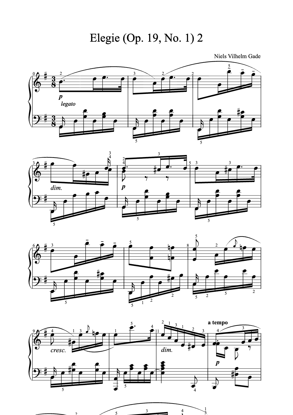 Sheet music preview for Élégie (Op. 19, No. 1)