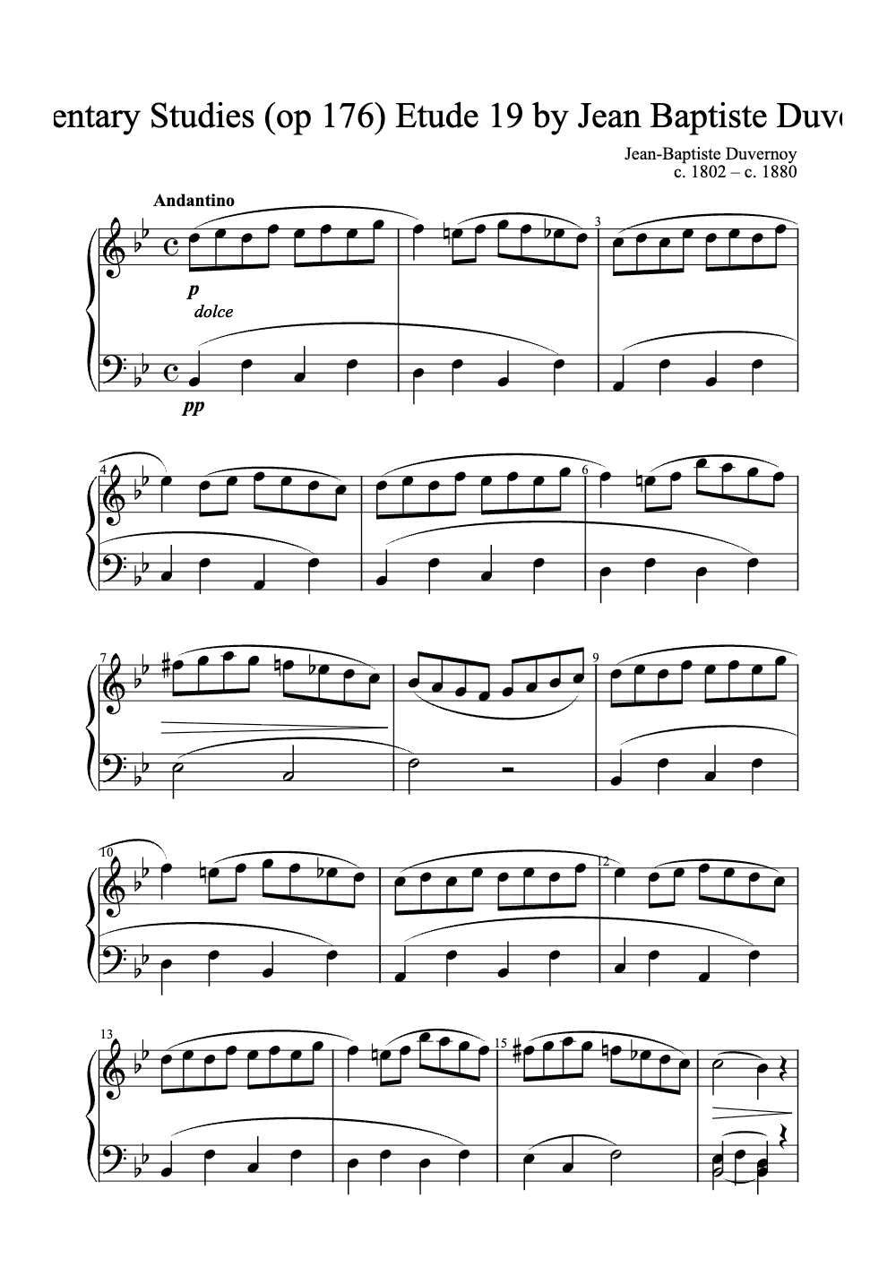 Sheet music preview for Elementary Studies (Op. 176) Etude 19