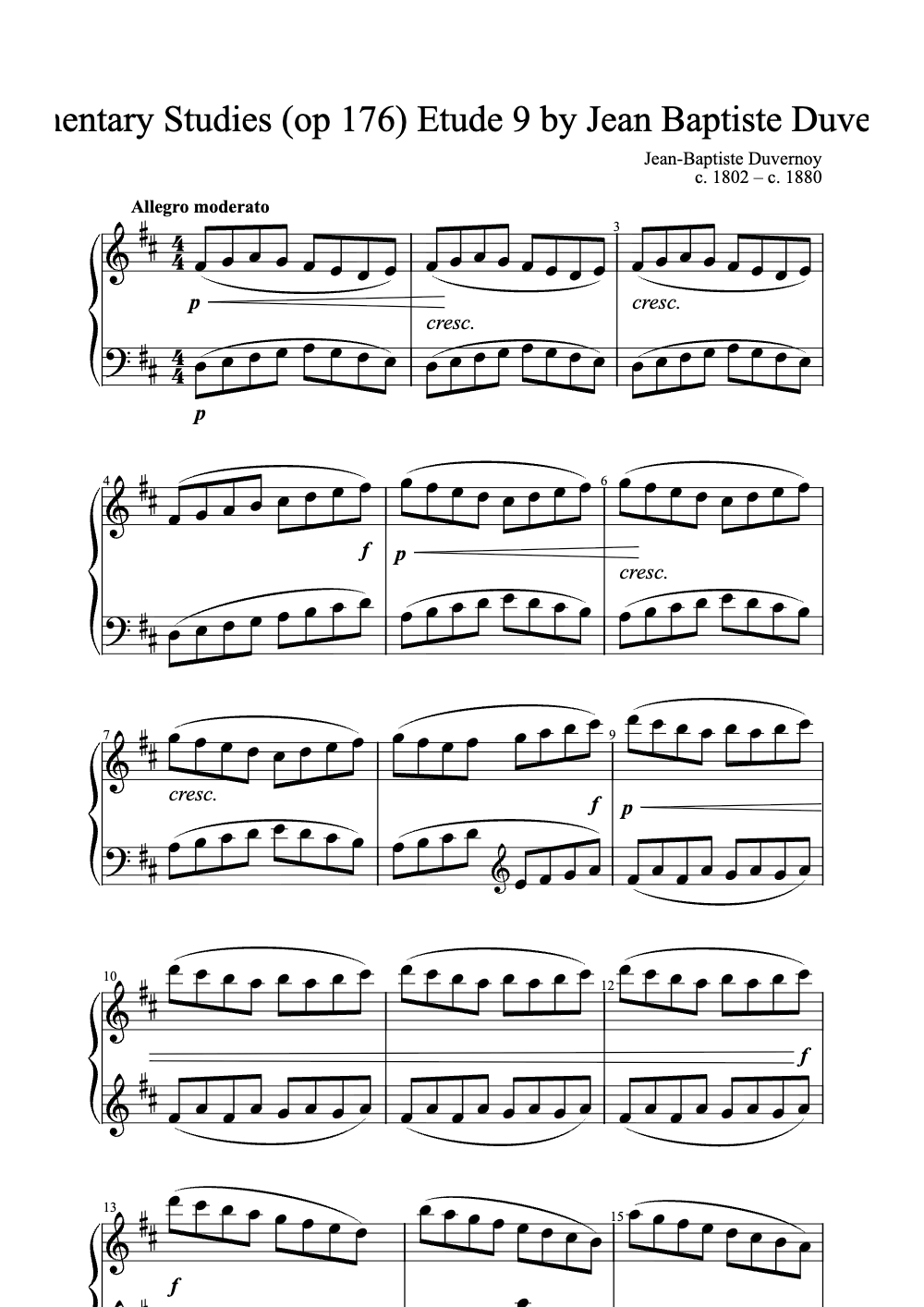 Sheet music preview for Elementary Studies (Op. 176) Etude 9